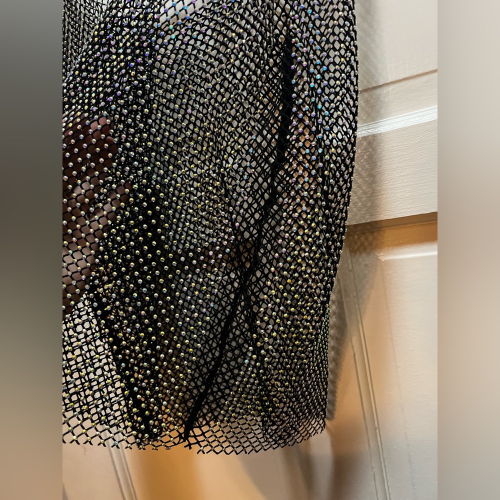 Iridescent Rhinestone Mesh Tank Top - Black - Picture 3 of 5